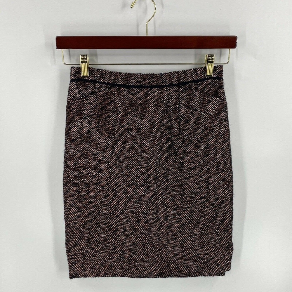 J Crew Collection Pencil Skirt Size 2 Copper Black